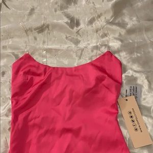 Neon pink clear strap dress